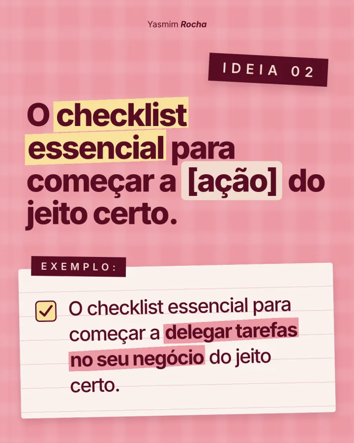 Carrossel com o exemplo “O checklist essencial para começar a delegar tarefas no seu negócio do jeito certo”